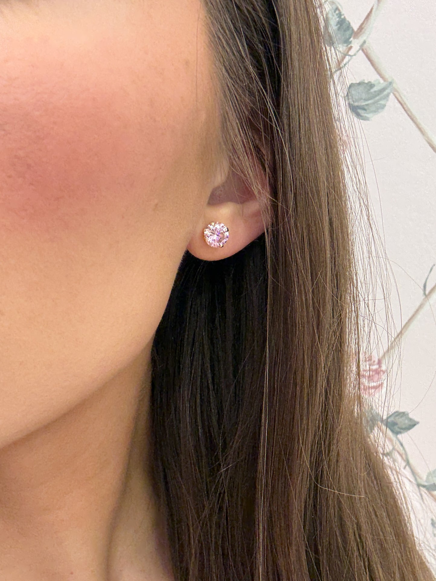 Rosie Dreams Pink Sapphire Cz Stud Earrings