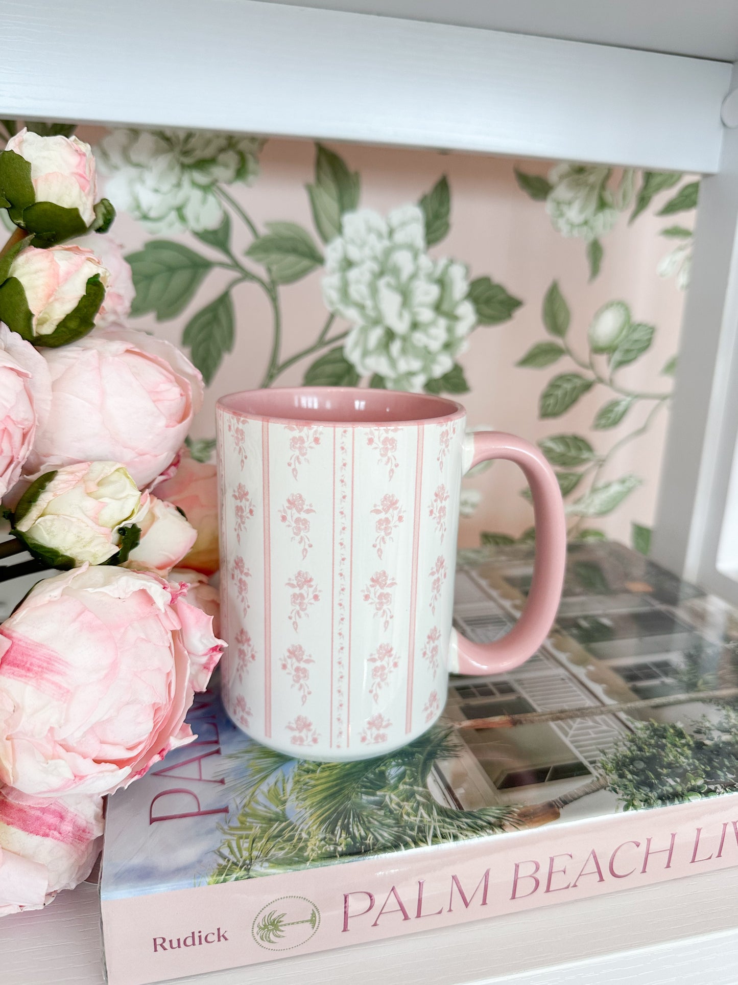 Pink Floral Stripe 15oz Mug ๐ธ