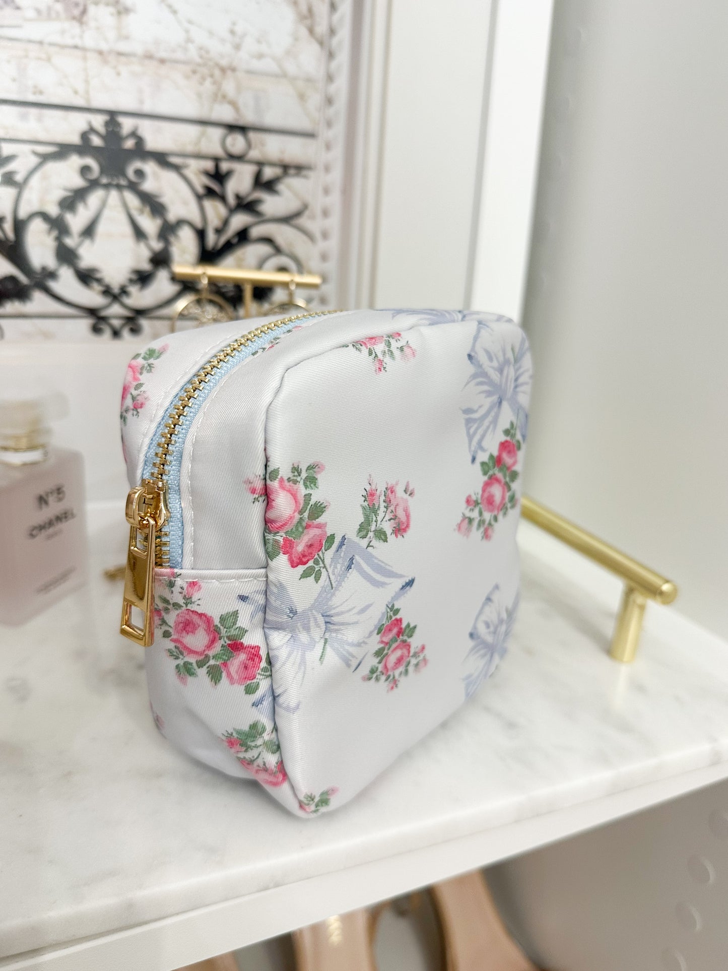 Coquette Cottage Mini Pouch | sky blue