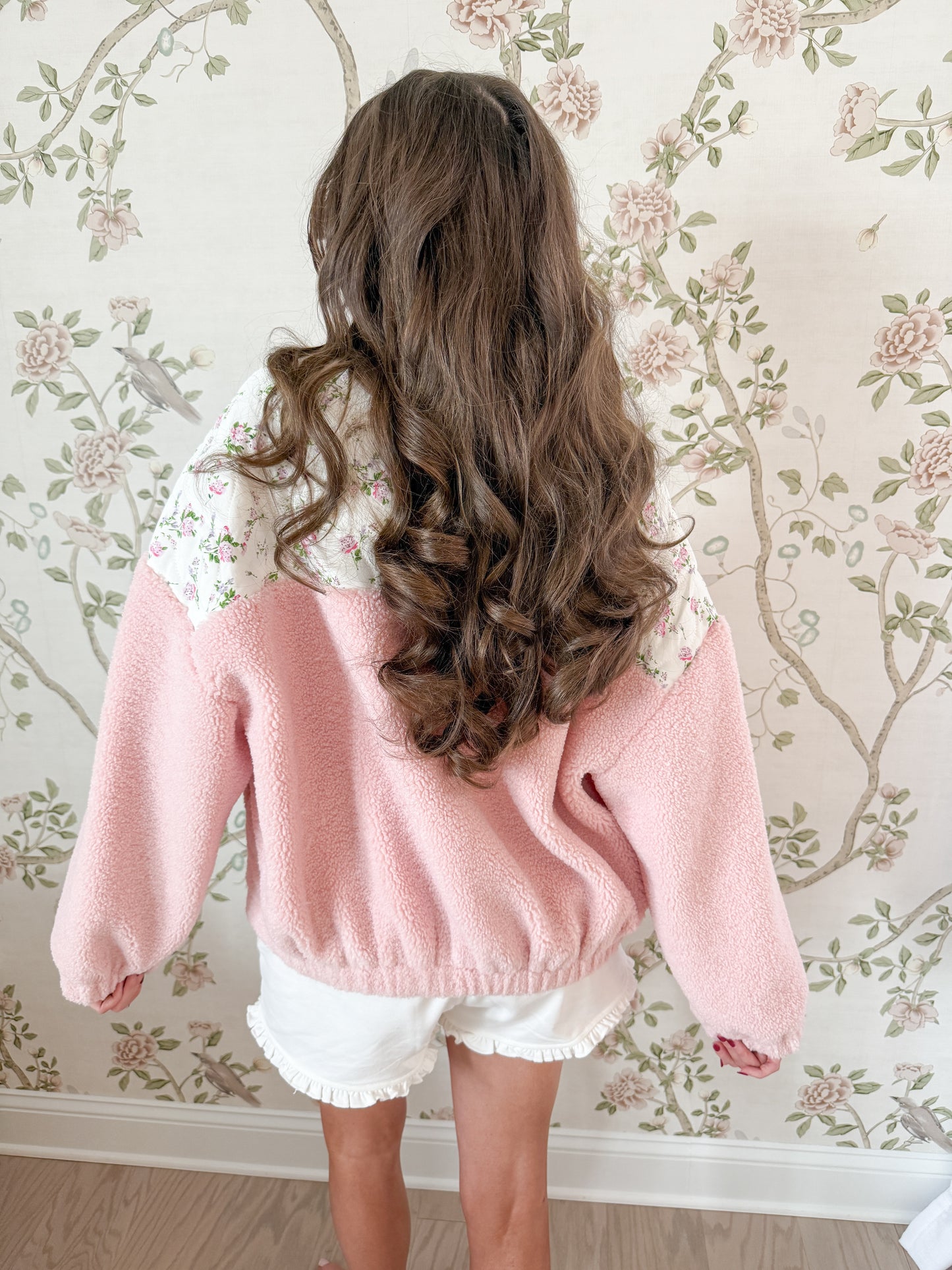 Cozy In Pink Floral Sherpa Jacket