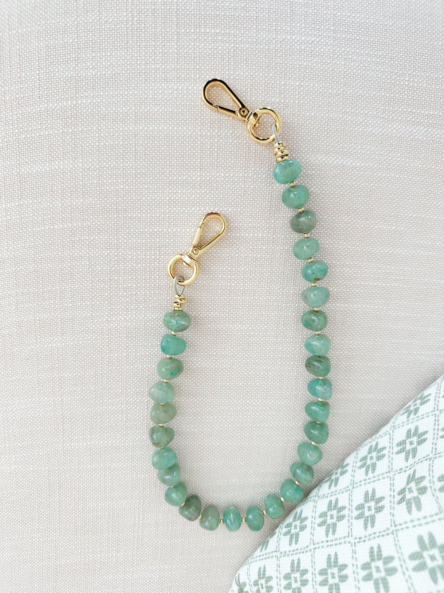 Clutch Strap | Jade Green Pebble Gemstone