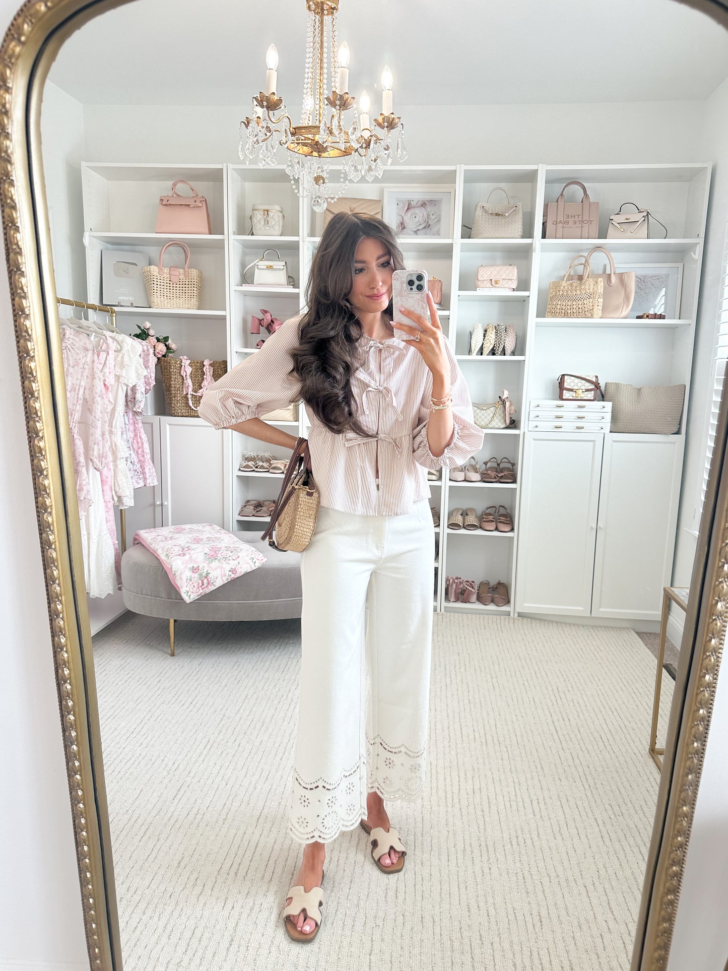 Elizabeth Eyelet White Jeans π€