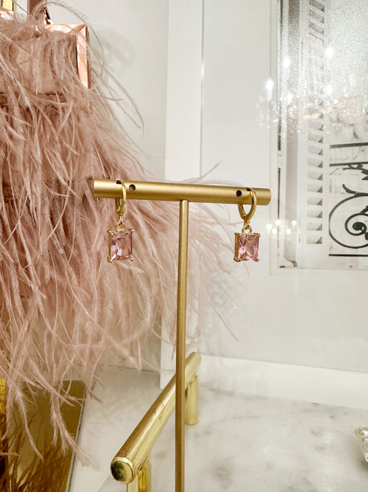Pink Sugar Gold Filled Huggie Crystal Earrings đź’—