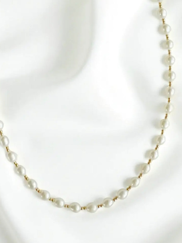 Heirloom Freshwater Pearl Beaded Necklace Gold Filled