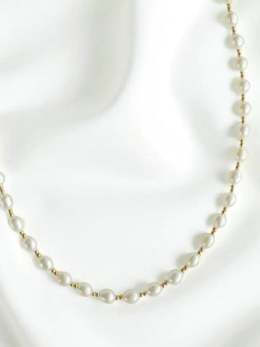 Heirloom Freshwater Pearl Beaded Necklace Gold Filled