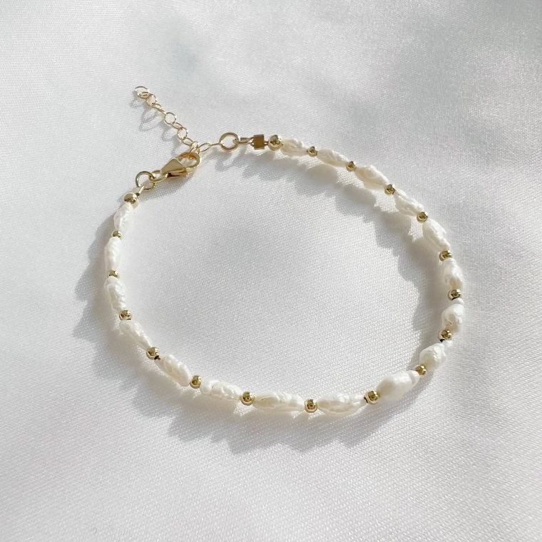 Stone Harbor Freshwater Pearl + Gold Filled Beaded Bracelet