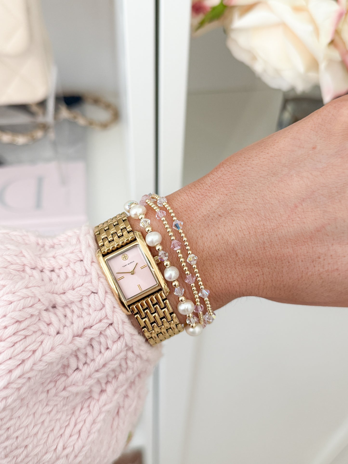 Kathleen Pearl + Crystal Gold Filled Bracelet