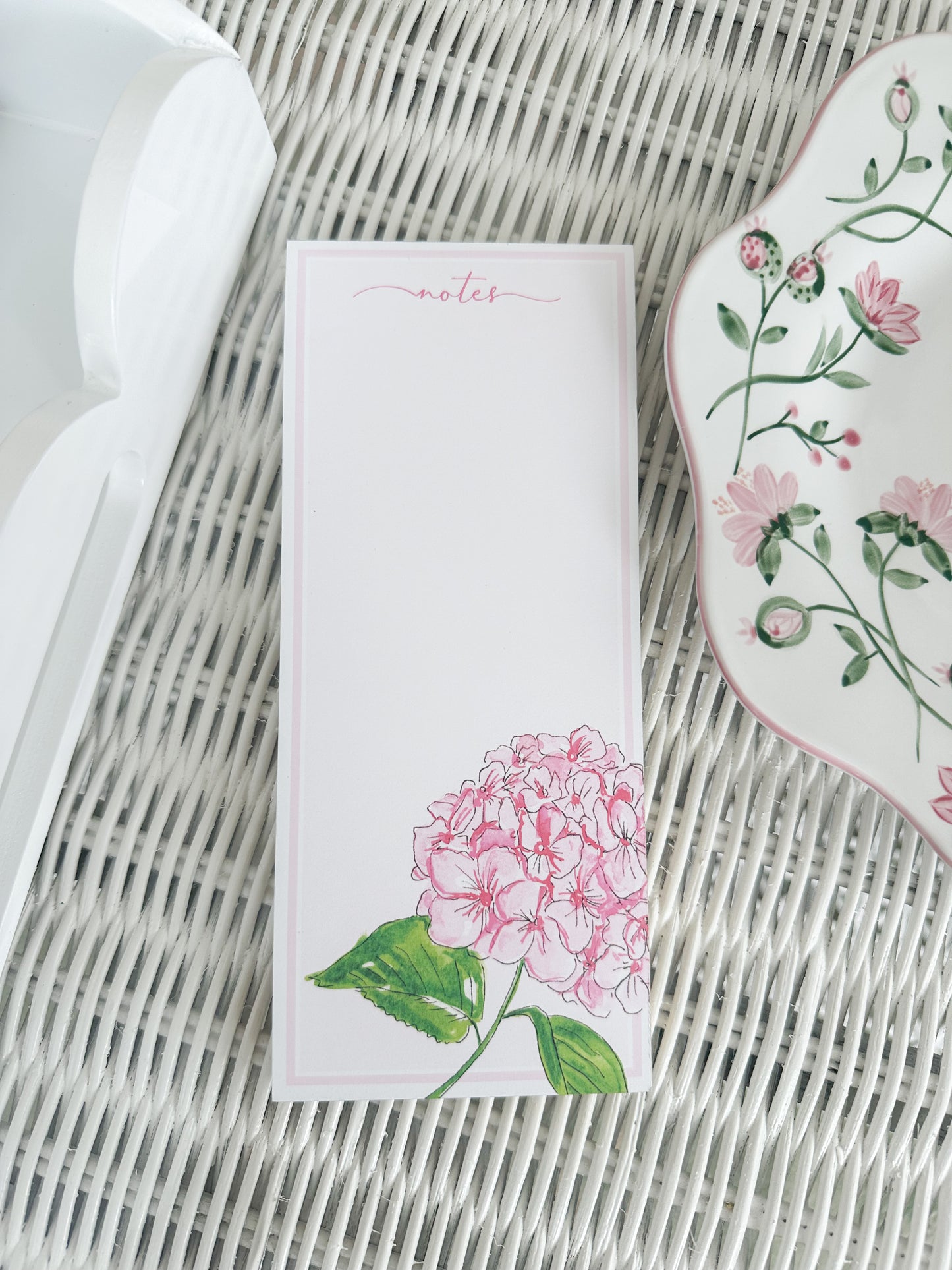 Hand painted Pink Hydrangea Luxe Skinny Note Pad