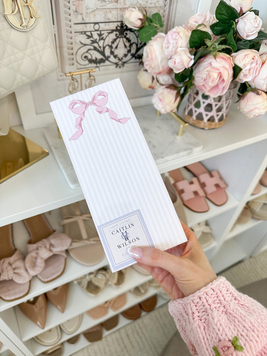 Blush Bow On Stripe Luxe Skinny Pad