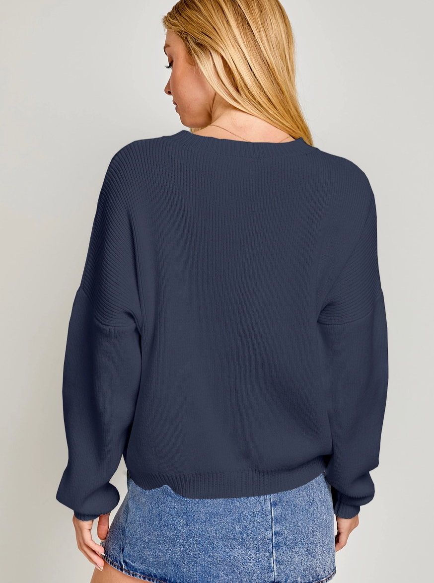 Relaxed Fit Navy Flag Sweater (100% Cotton) final sale
