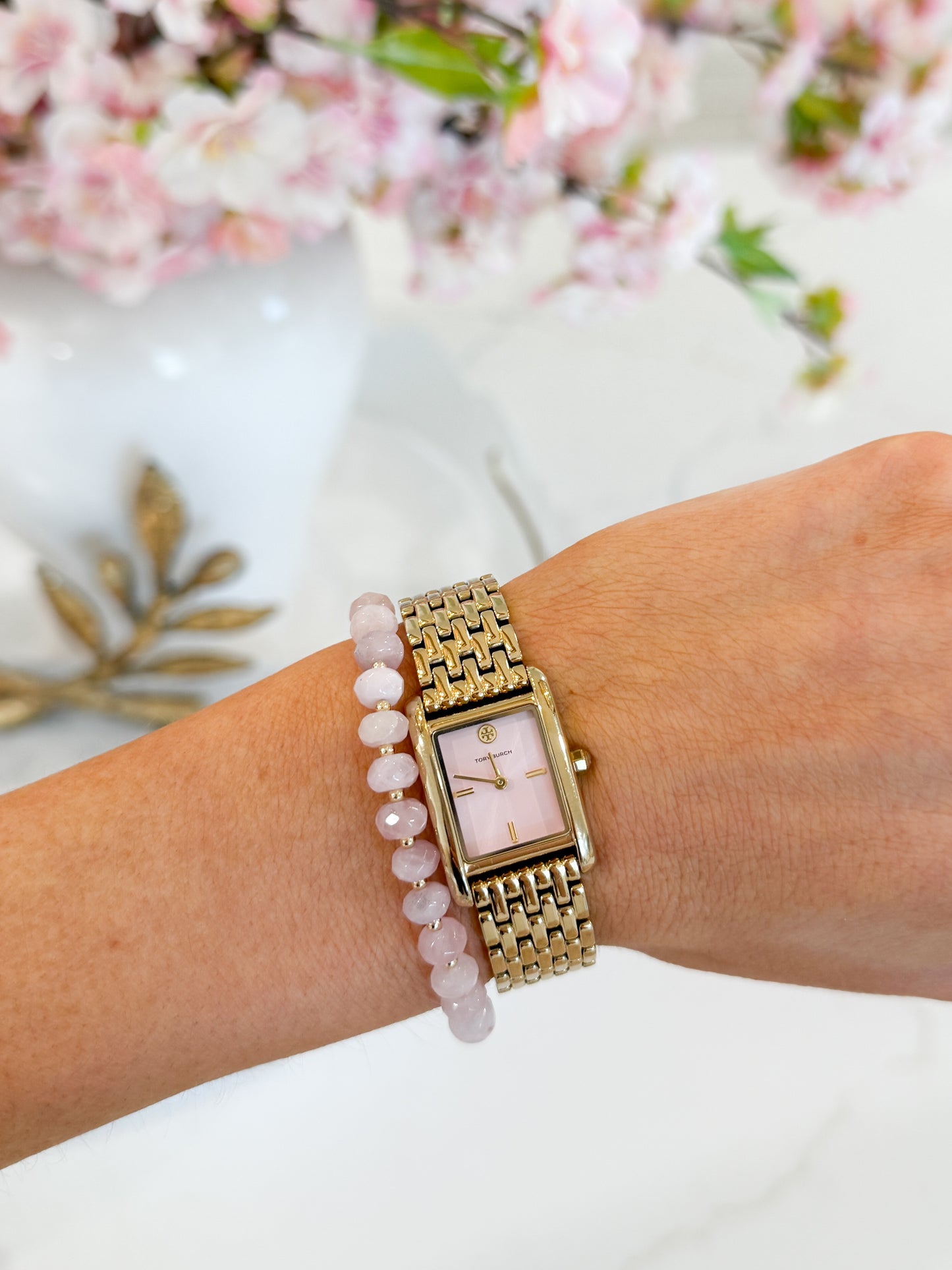Rosalie Rose Quartz Beaded Bracelet Gold Filled