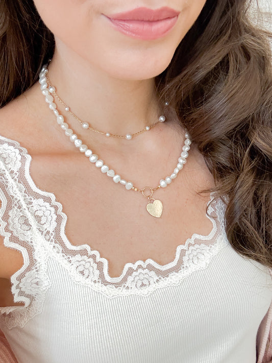 Enchanted Pearl Heart Necklace