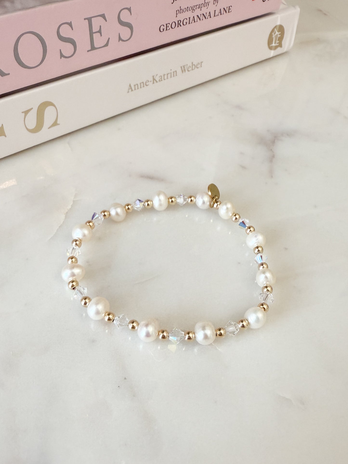 Kathleen Pearl + Crystal Gold Filled Bracelet