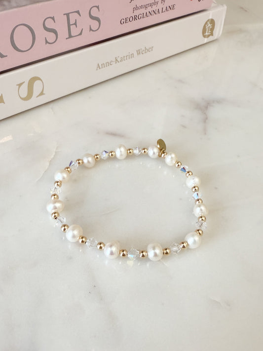Kathleen Pearl + Crystal Gold Filled Bracelet