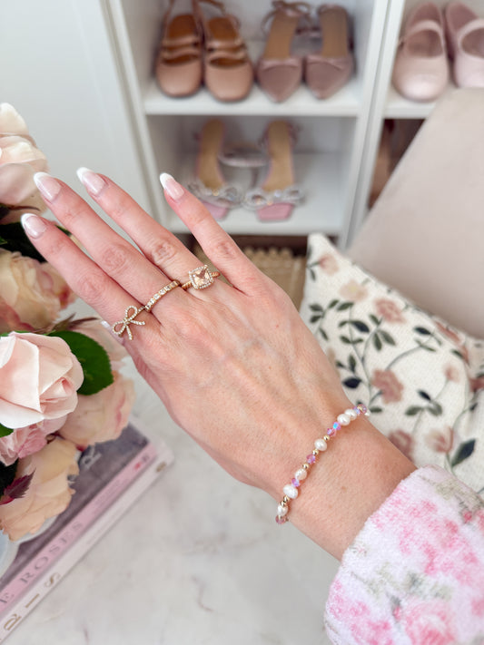 Dolly Pink Crystal Beaded Bracelet