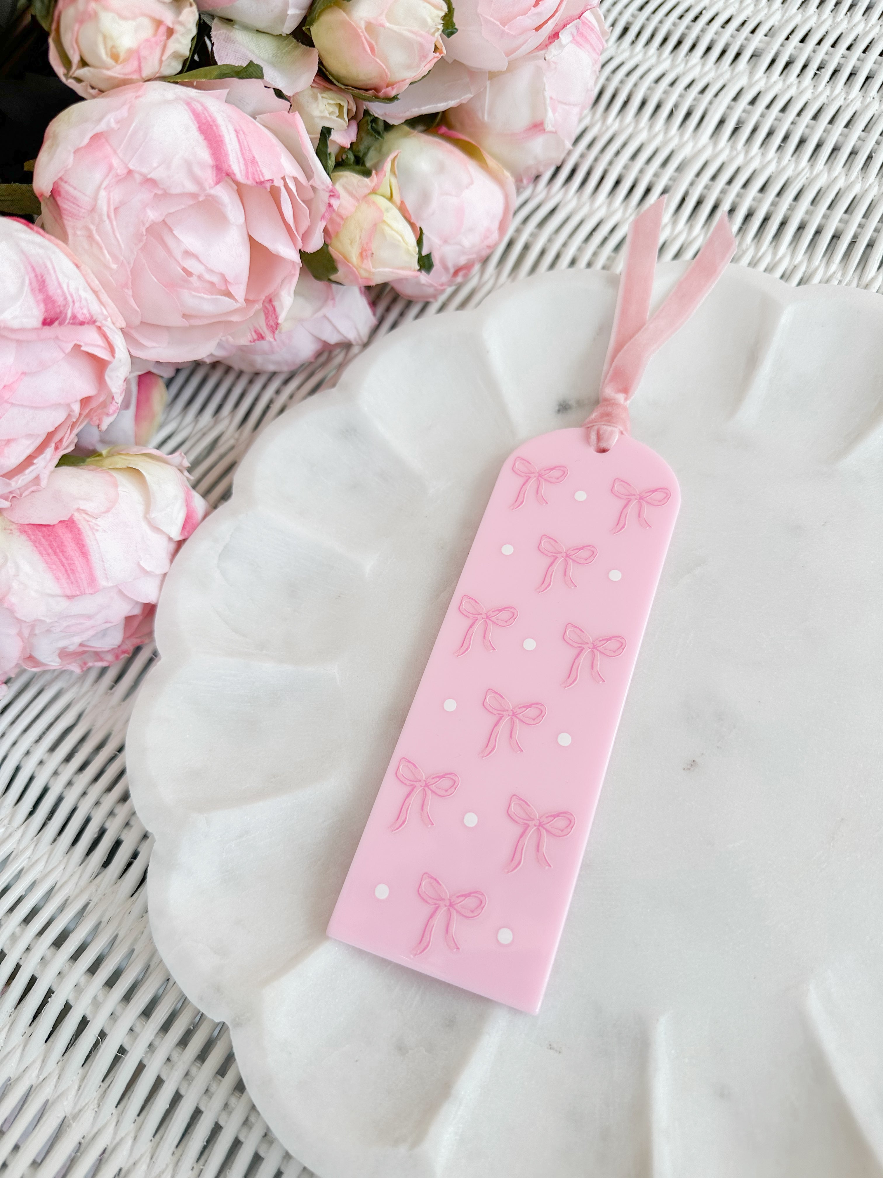 Dear Reader Pink Bow Acrylic Bookmark