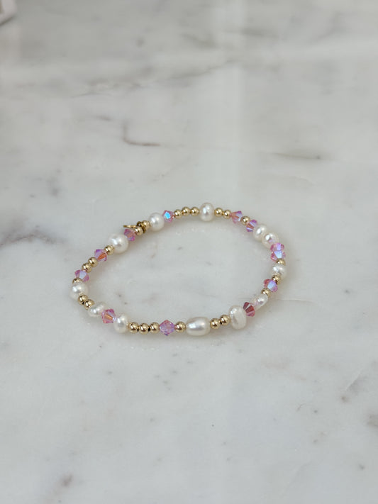 Dolly Pink Crystal Beaded Bracelet