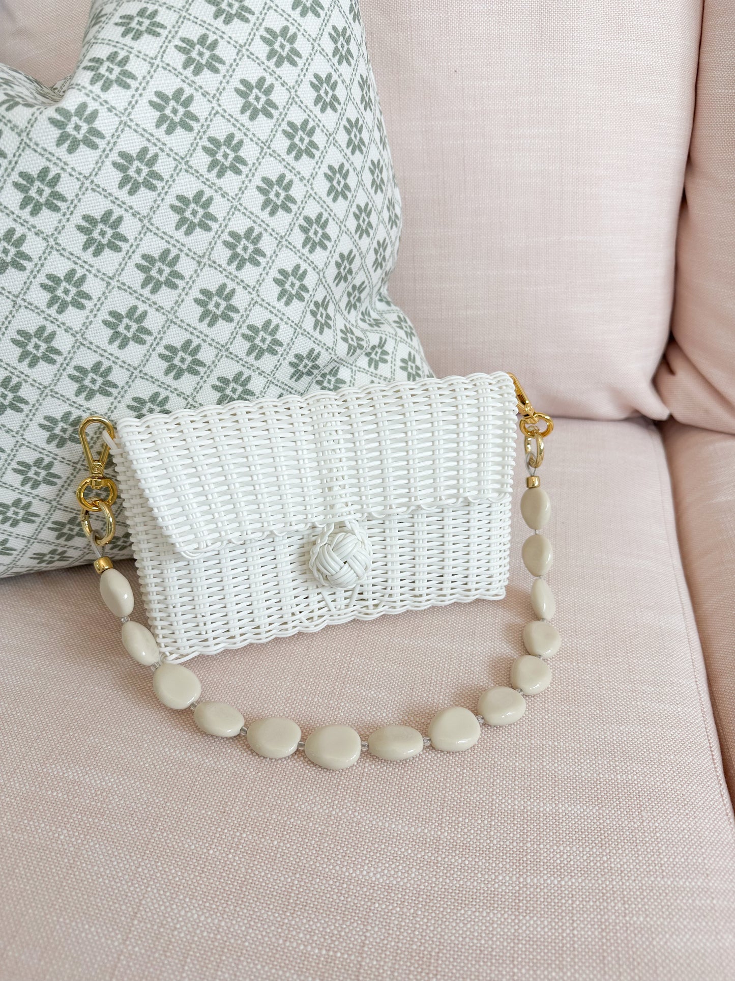 Summer Garden Woven Clutch | Magnolia White