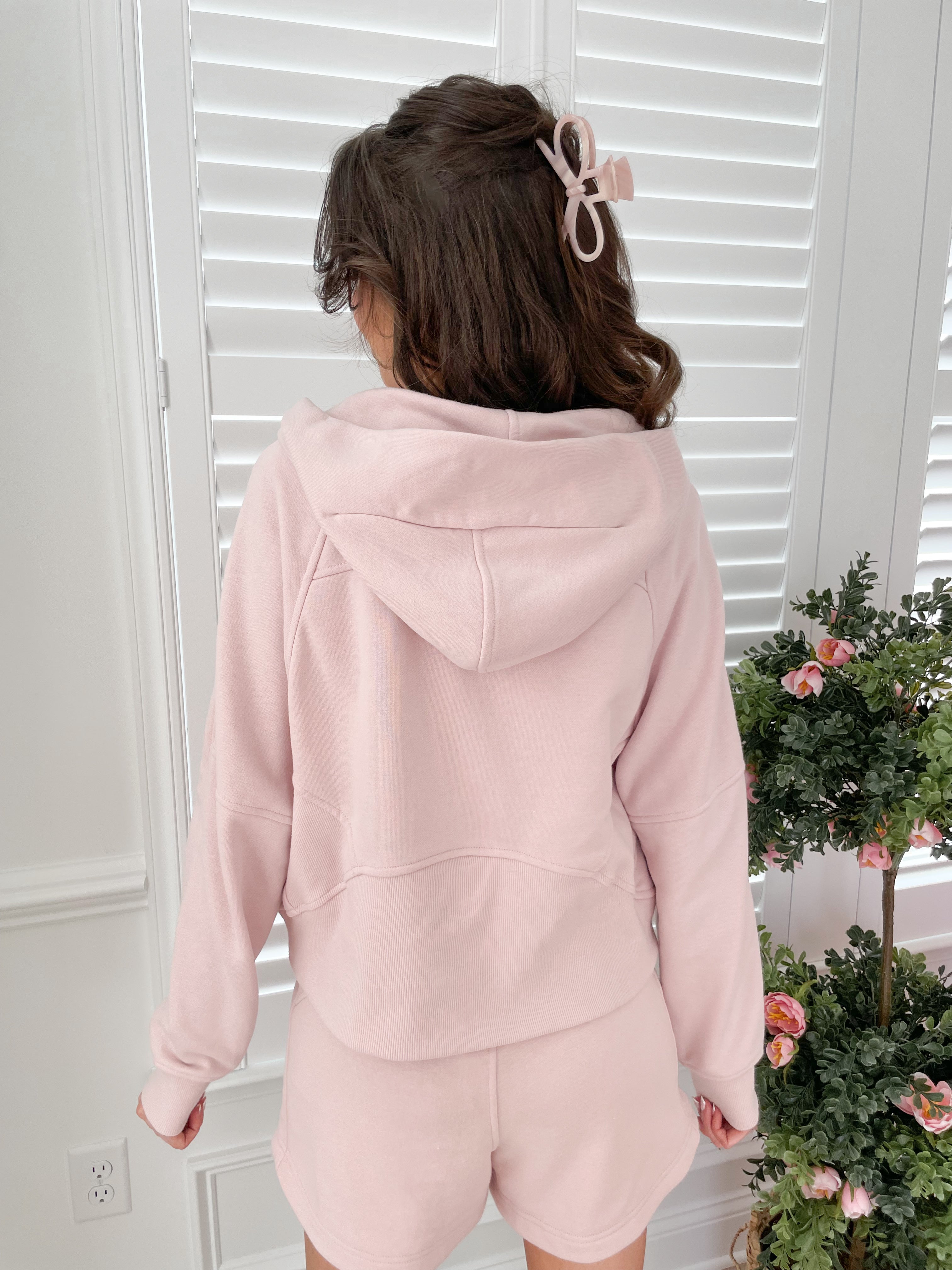 Sophie French Terry Quarter Zip (Petal Pink)