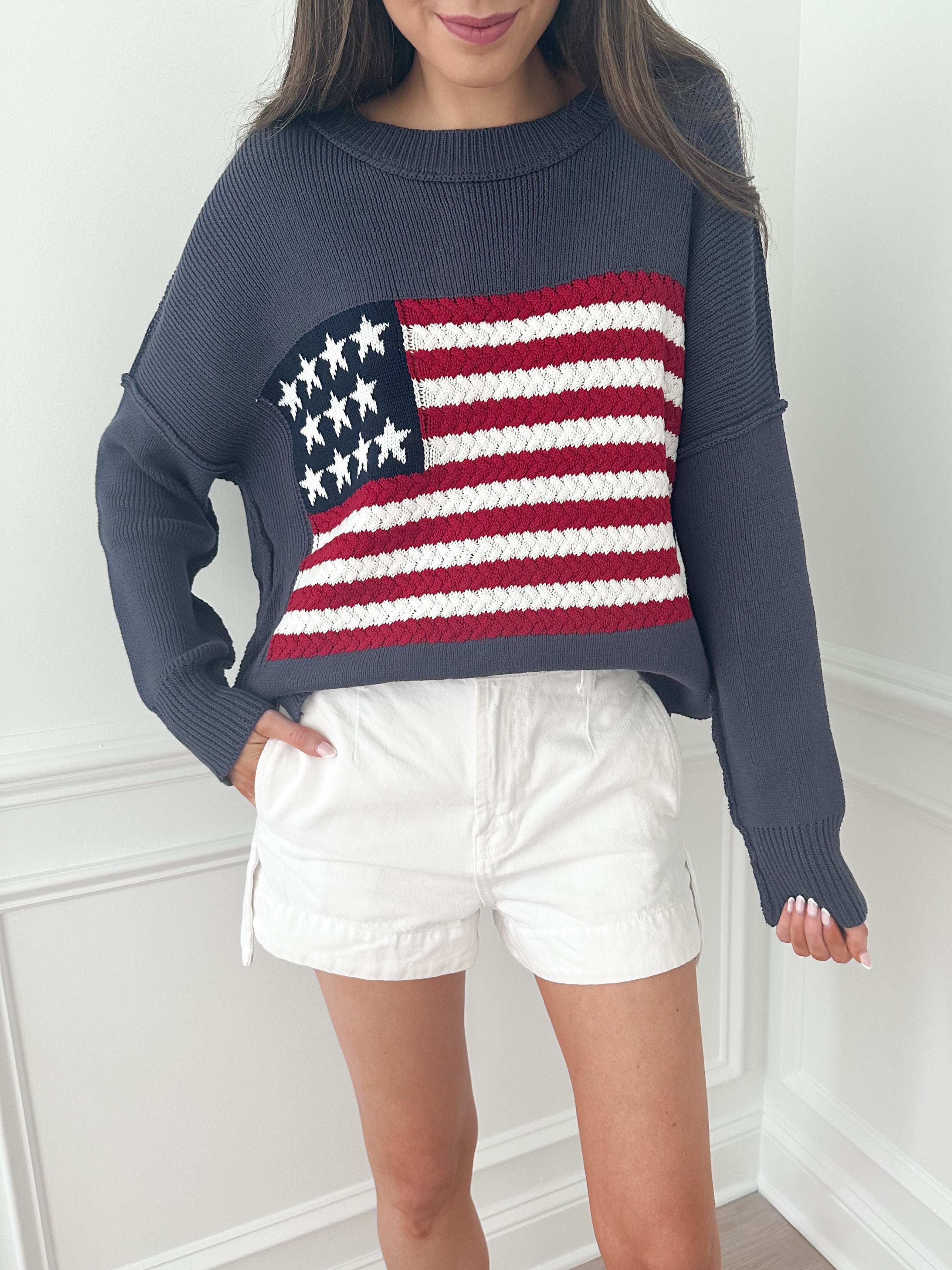 Americana Oversized Sweater - Vintage Navy