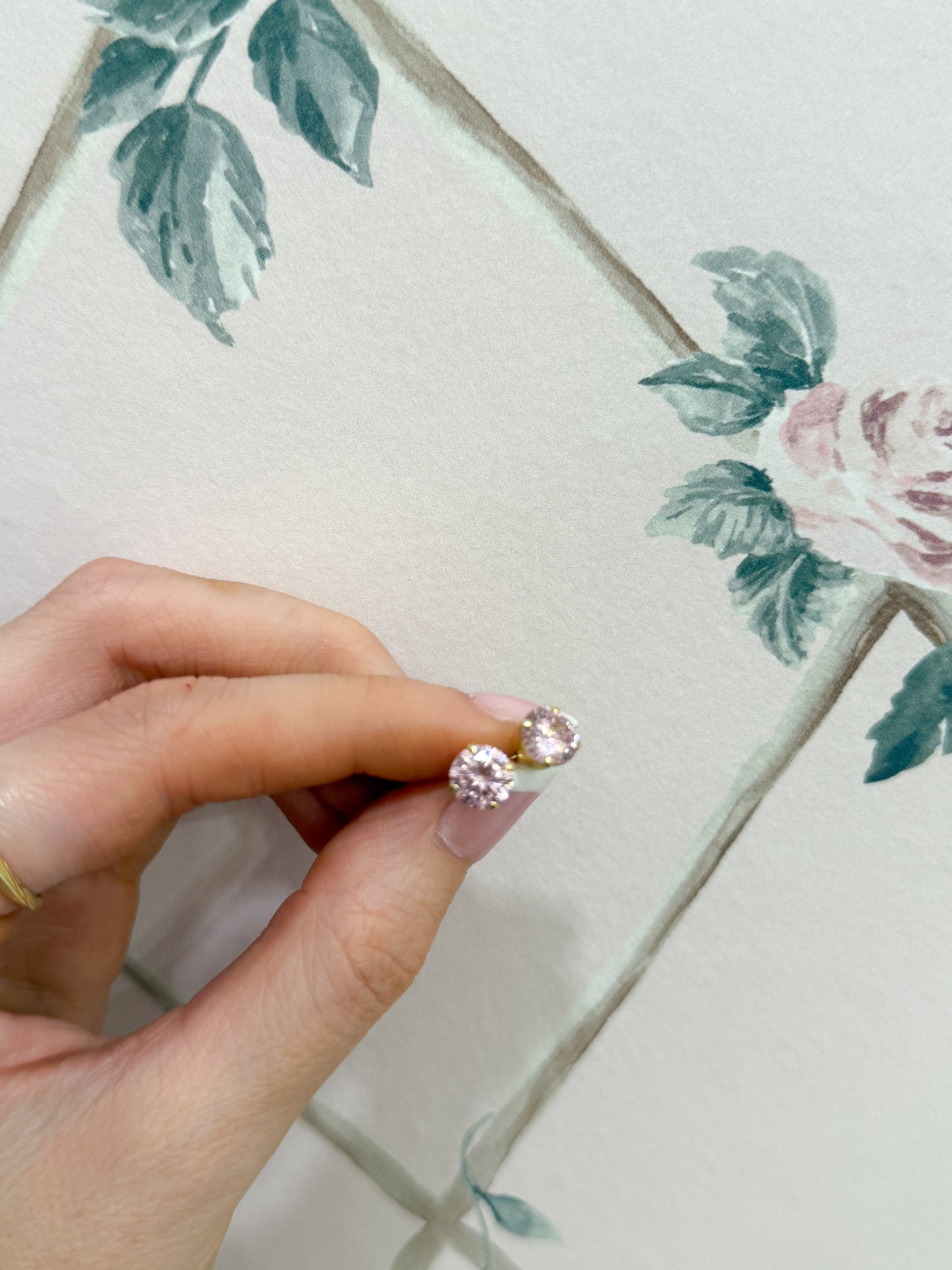 Rosie Dreams Pink Sapphire Cz Stud Earrings