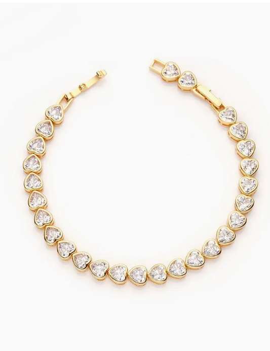 Forever in Love Bezel Heart Tennis Bracelet
