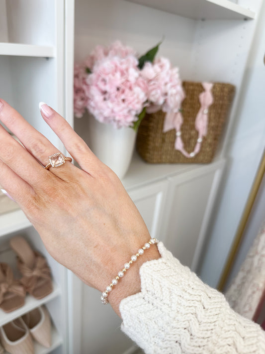 Bella Pearl + Gold Filled Beaded Stretch Bracelet