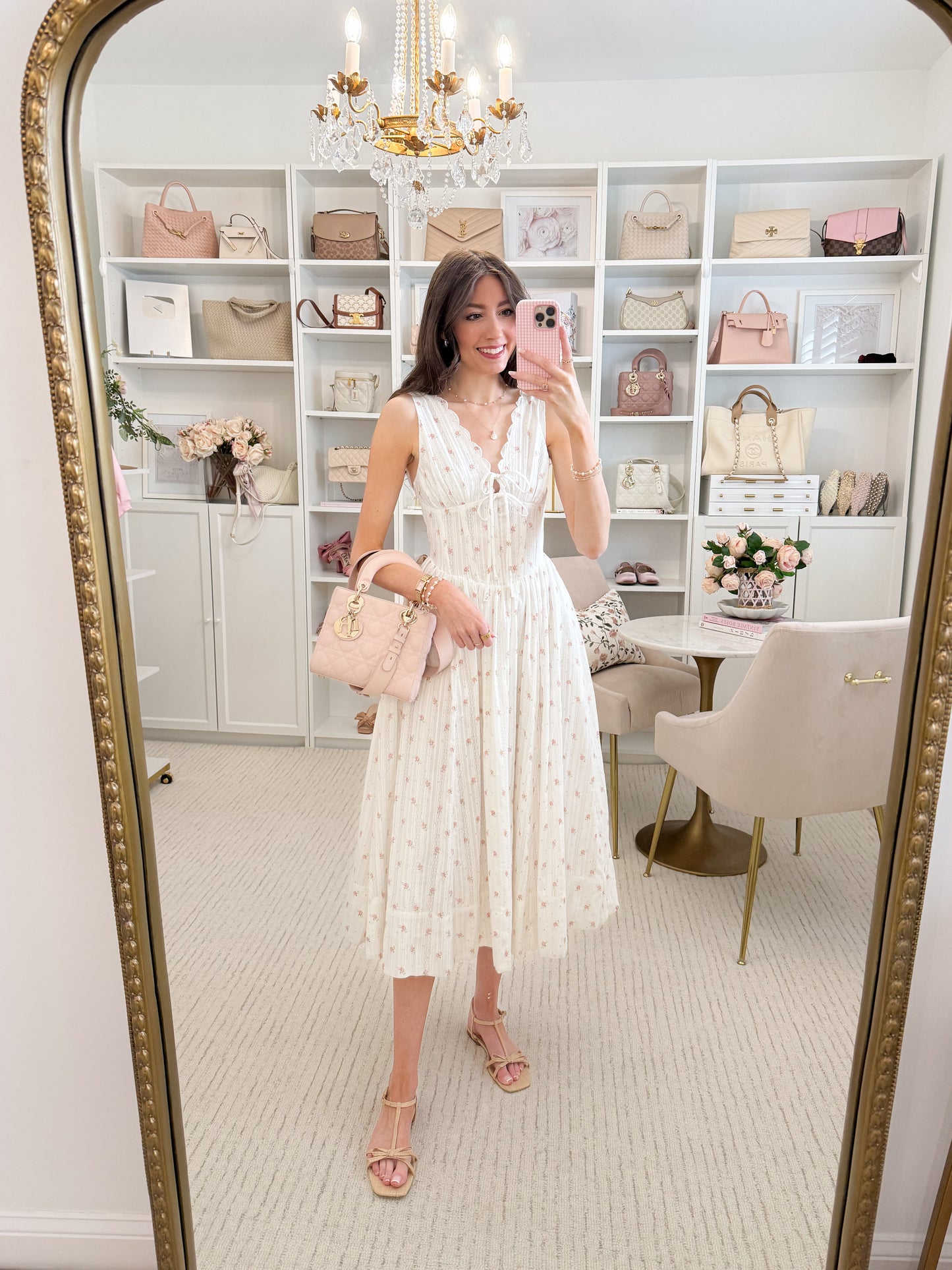 Blossoming Romance Scallop Midi Dress