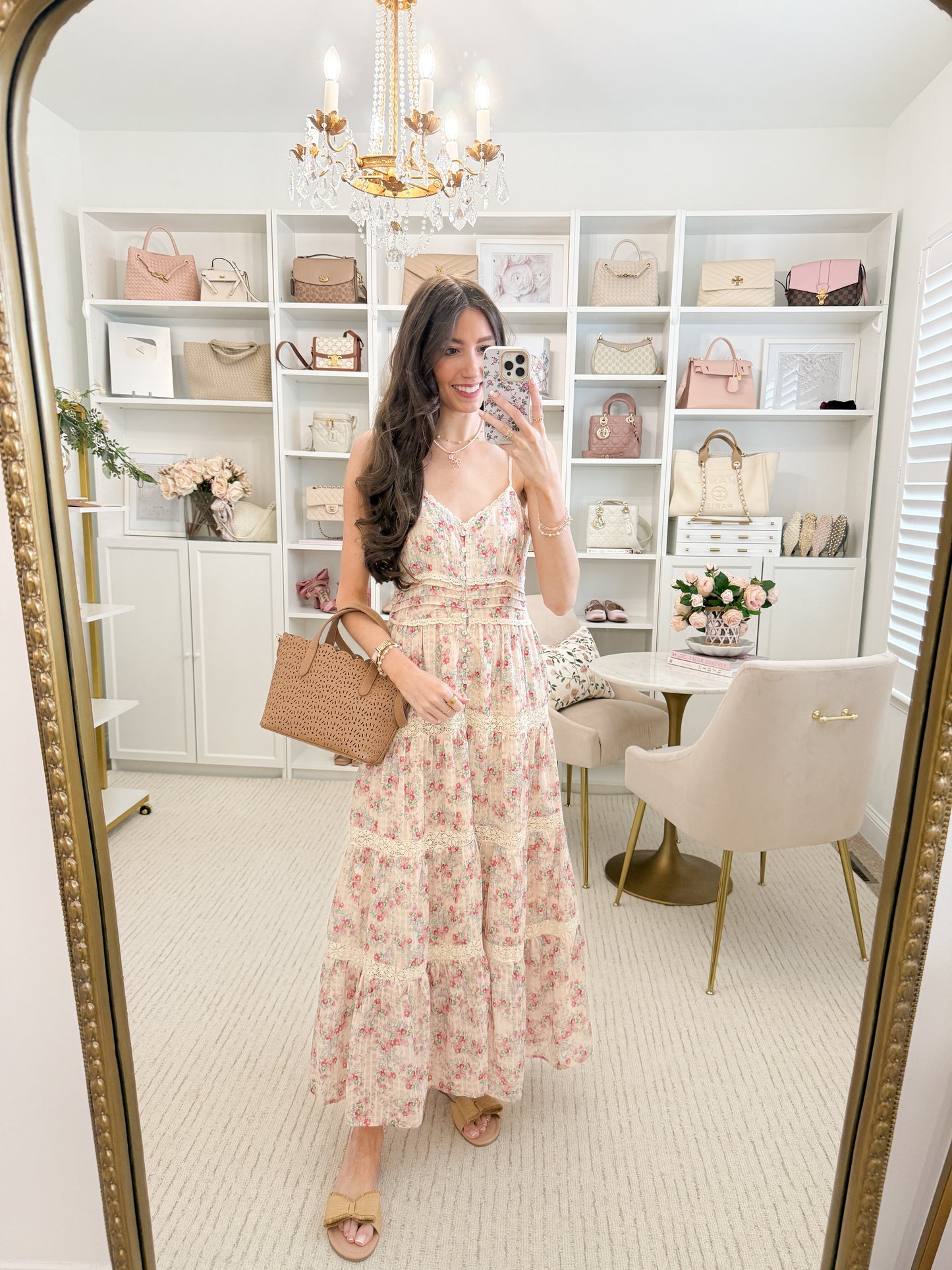 Whisper Lace Trim Tiered Maxi Dress