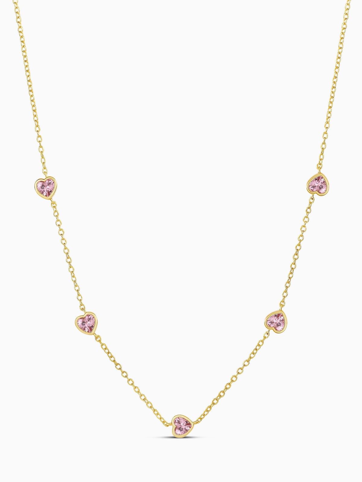 Margot Pink Bezel Heart Necklace