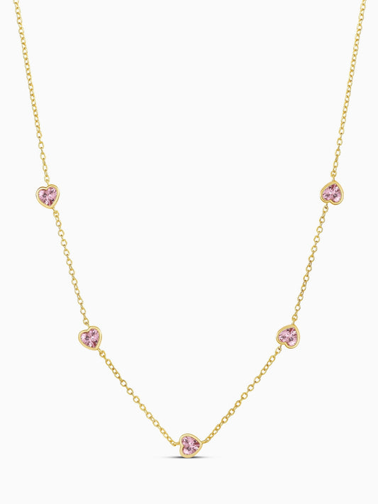 Margot Pink Bezel Heart Necklace