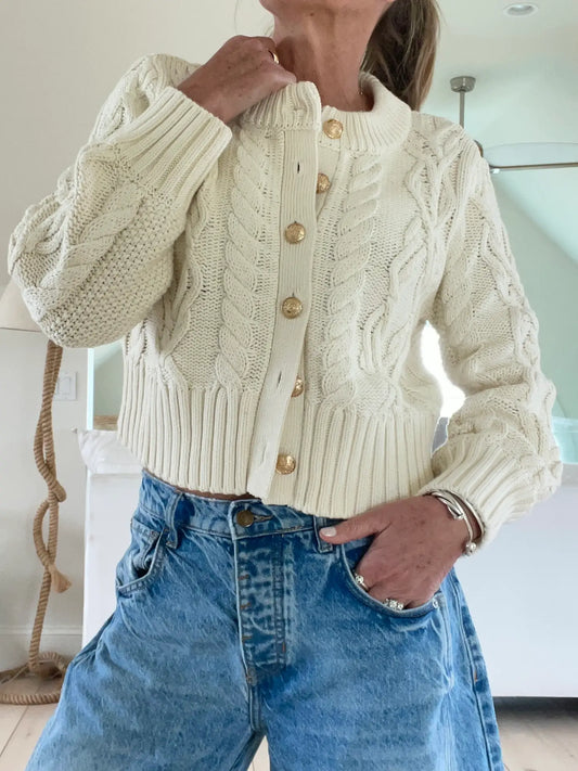 Celine Luxe 100% Cotton Cardigan | Vanilla Latte