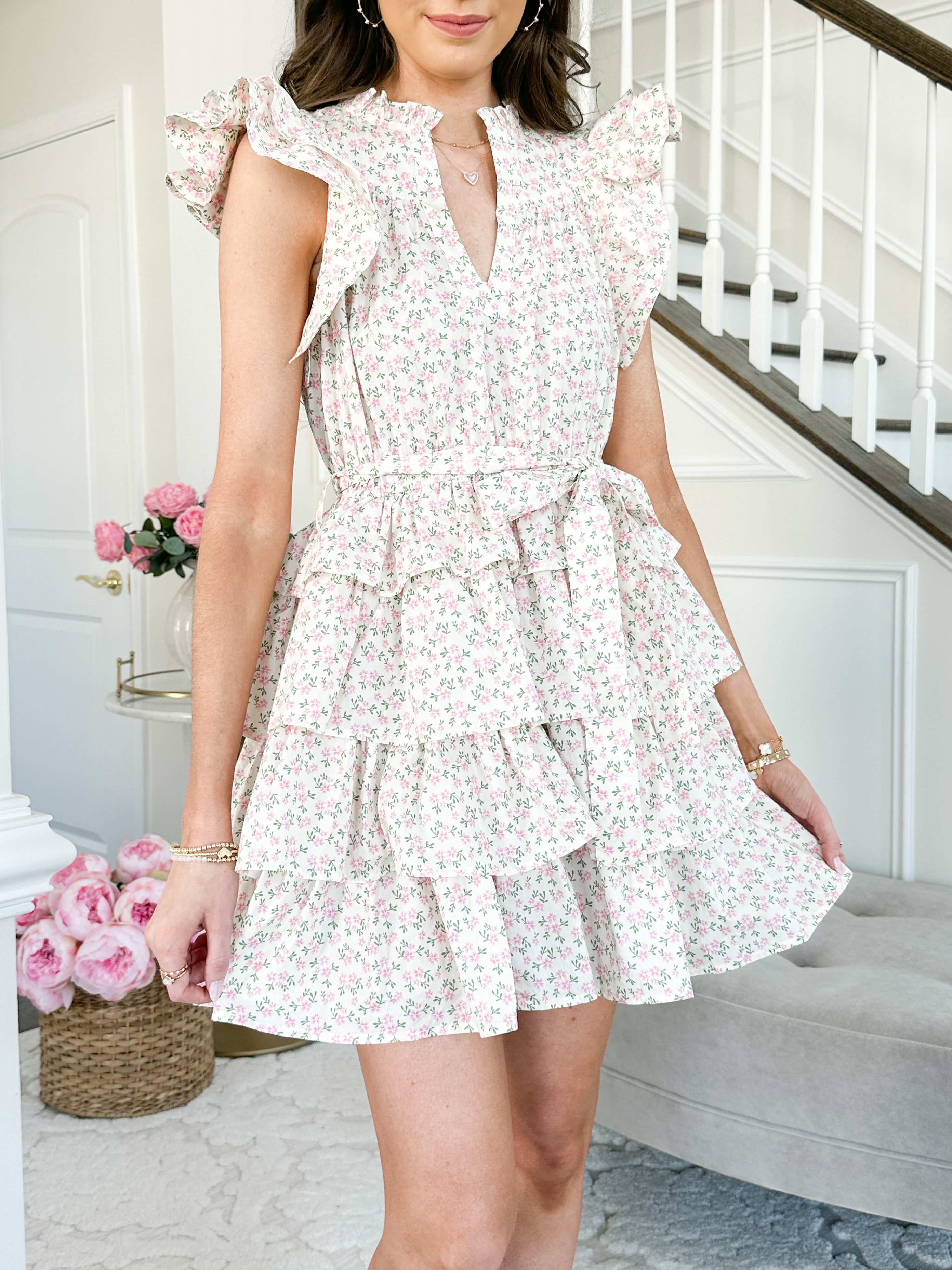 Tea for Two Floral Ruffle Dress - FINAL SALE