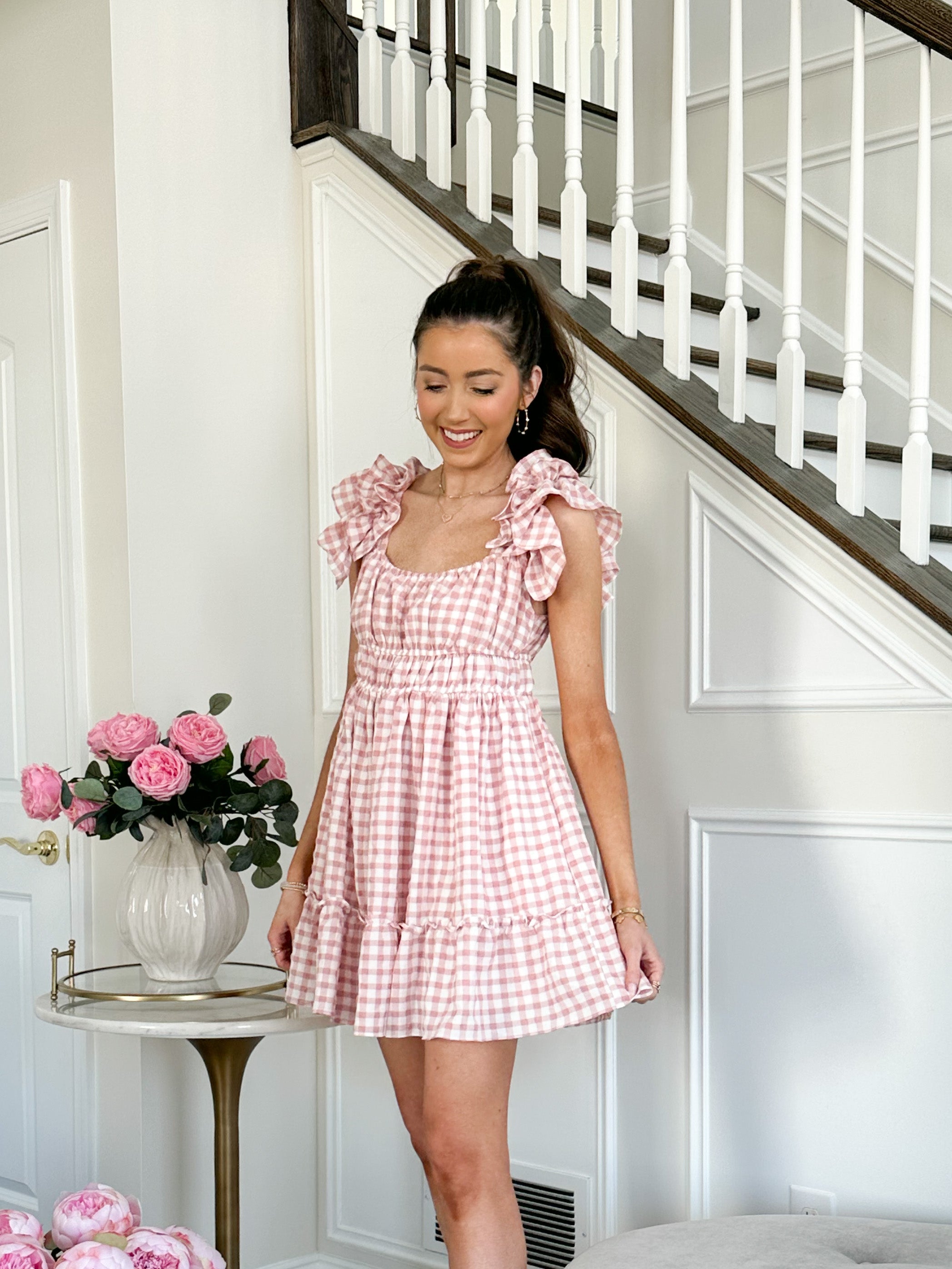 Garden Rose Gingham Dress - FINAL SALE